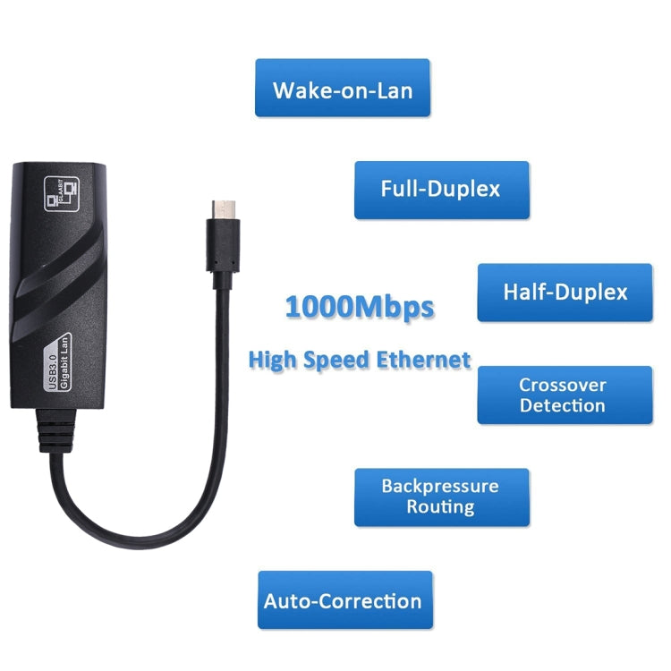 15cm USB-C / Type-C to RJ45 Gigabit Ethernet Network Adapter