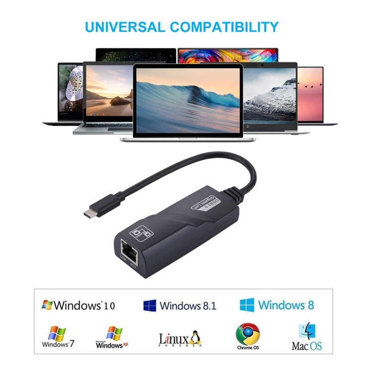 15cm USB-C / Type-C to RJ45 Gigabit Ethernet Network Adapter