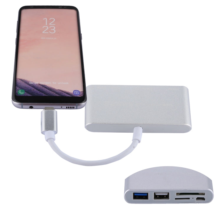 5 in 1 Micro SD + SD + USB 3.0 + USB 2.0 + Micro USB Port to USB-C / Type-C OTG COMBO Adapter Card Reader for Tablet, Smartphone, PC