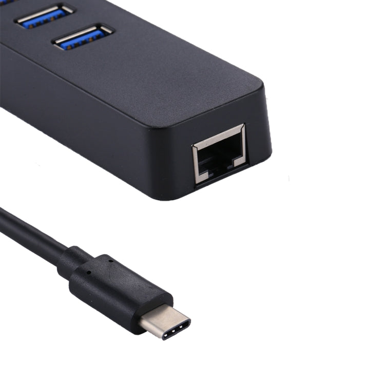 USB-C / Type-C to 3 USB 3.0 Ports HUB + RJ45 High Speed Gigabit Ethernet Adapter Multi-function LAN Adapter