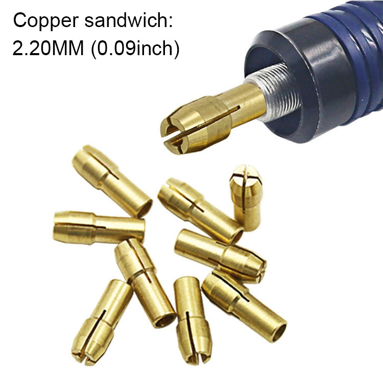 10 PCS Three-claw Copper Clamp Nut for Electric Mill Fittings，Bore diameter: 2.2mm