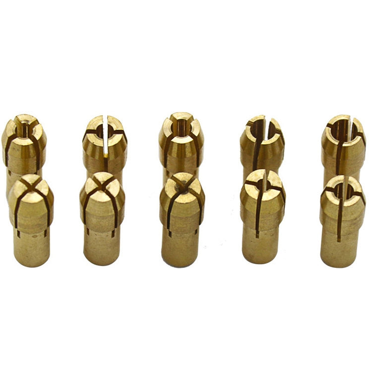 10 in 1 Three-claw Copper Clamp Nut for Electric Mill Fittings，Bore diameter: 0.5-3.2mm