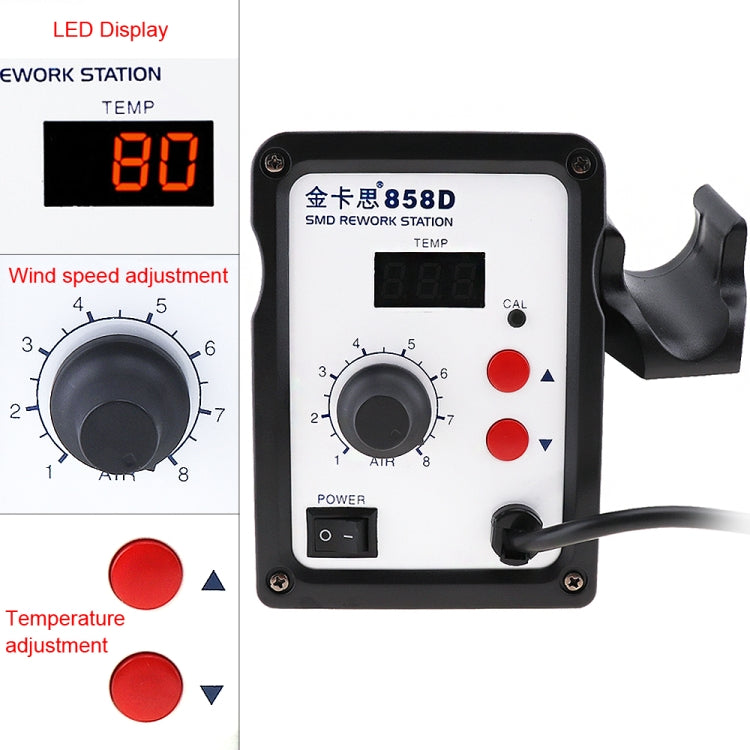 Kaisi K-858D SMD Hot-Air Soldering Station LED Digital Display Support Controllable Temperature for Desoldering + Air Nozzles, EU Plug