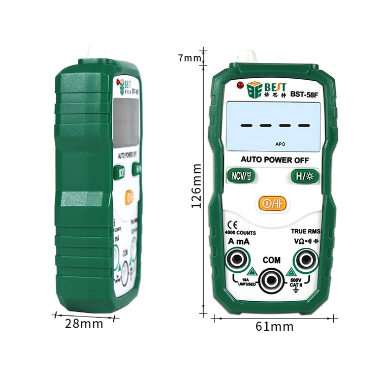 BEST BST-58F Full Automatic Range Multimeter Without Shift Intelligent Identification Digital Multimeter Household Mini Electrical Instrument