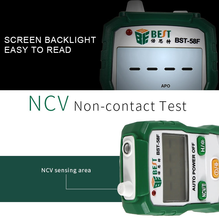 BEST BST-58F Full Automatic Range Multimeter Without Shift Intelligent Identification Digital Multimeter Household Mini Electrical Instrument