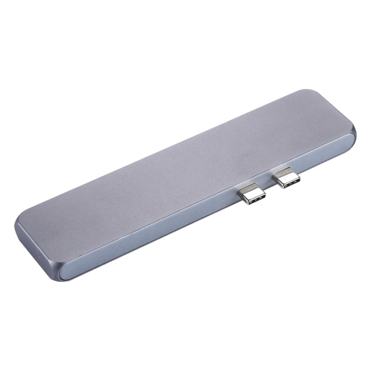 Multi-function Aluminium Alloy Dual USB-C / Type-C HUB Adapter with HDMI Female & 2 x USB 3.0 Ports & 2 x USB-C / Type-C Ports & SD Card Slot & TF Card Slot