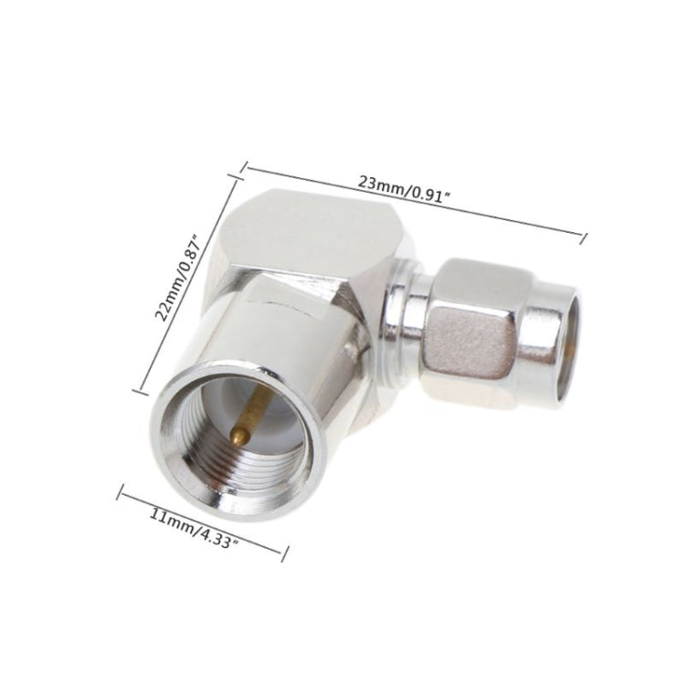 Both SMA Male to FME RF Plug Right Angle Connector Folded Adapter for Coaxial Cable