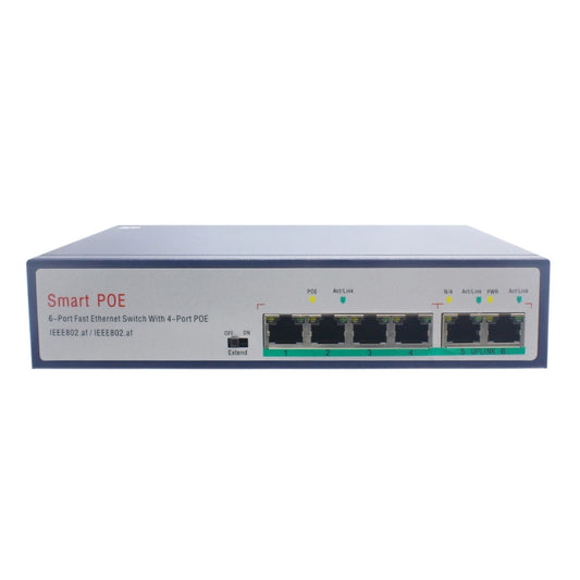 ESCAM POE 4+2 6-Port Fast Ethernet Switch 4-Port POE 10/100M 120W Network Switch, Transmission Distance: 150m