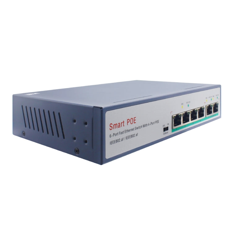 ESCAM POE 4+2 6-Port Fast Ethernet Switch 4-Port POE 10/100M 120W Network Switch, Transmission Distance: 150m