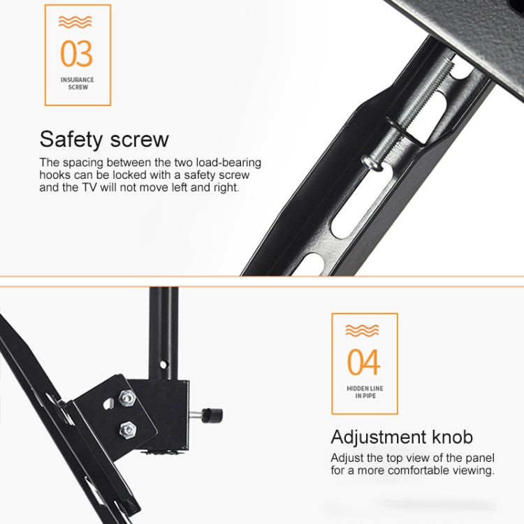 32-65 inch Universal Height & Angle Adjustable Single Screen TV Wall-mounted Ceiling Dual-use Bracket, Retractable Range: 0.5-2m