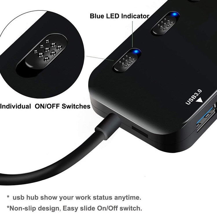 Ultra Speed USB3.0 4 Port Hub with Switch