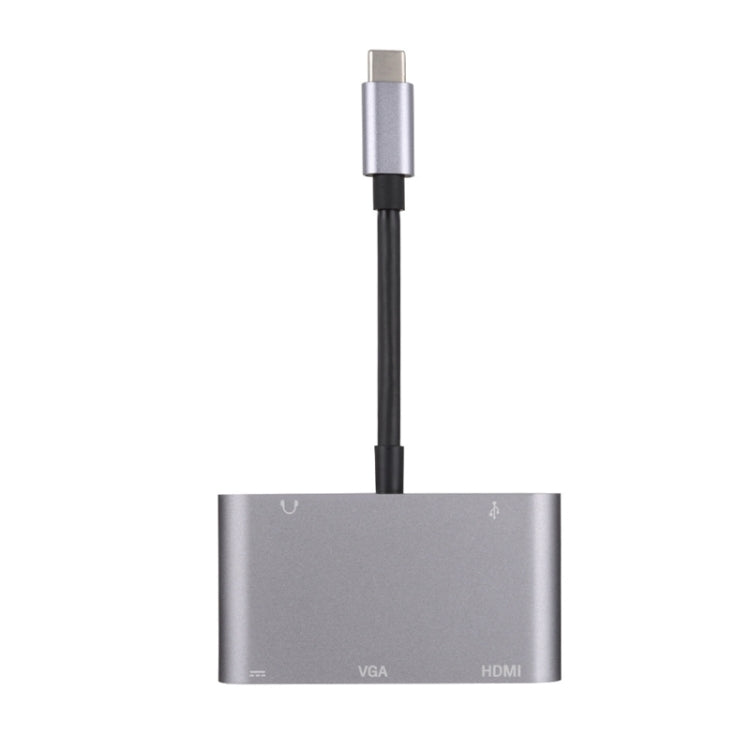 5 in 1 Type-C To HDMI + VGA + USB 3.0 + Audio Port + PD Port HUB Adapter