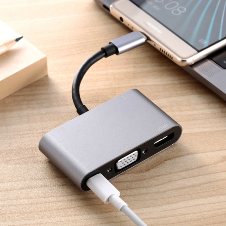 5 in 1 Type-C To HDMI + VGA + USB 3.0 + Audio Port + PD Port HUB Adapter