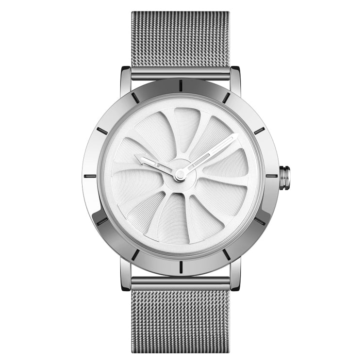 SKMEI 9204 Fashion Skeleton Rotating Dial Waterproof Business Mesh Belt Quartz Watch Men Watch