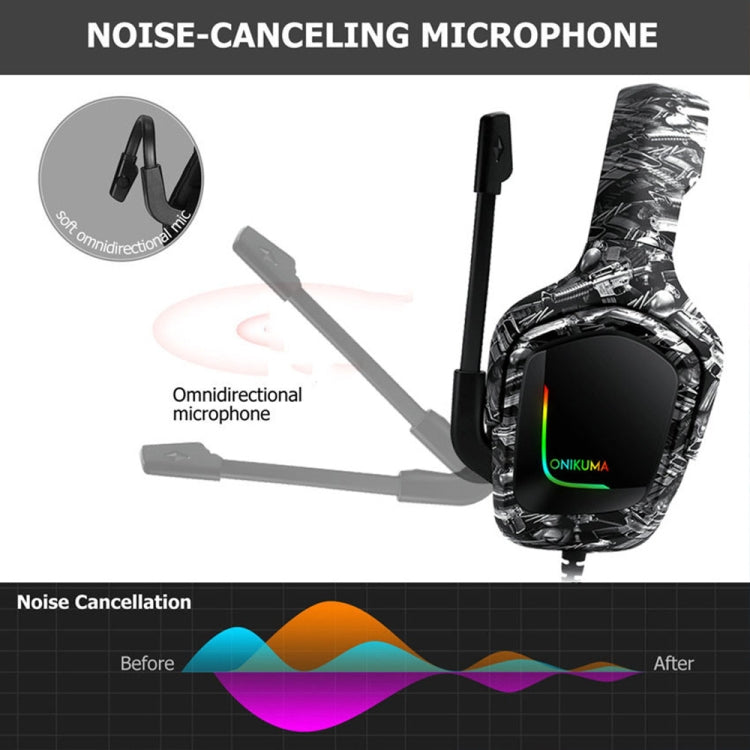 ONIKUMA K20 PS4 Surround Sound Bass PC Gamer Headphone with Microphone, RGB Light