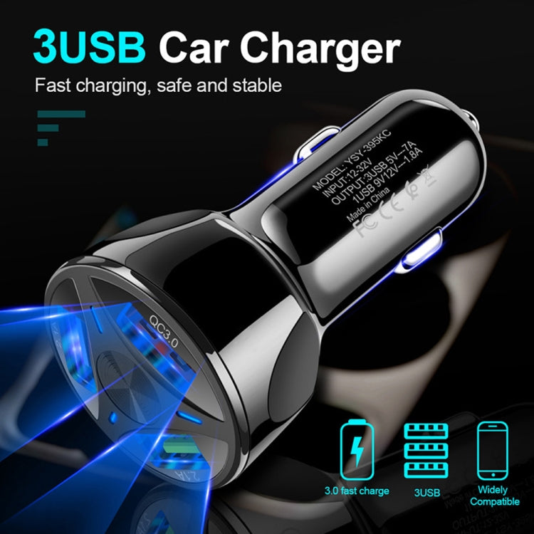 QC3.0 3 USB 35W High Power Vehicle Charger / Mobile Phone Tablet Universal Vehicle Charger