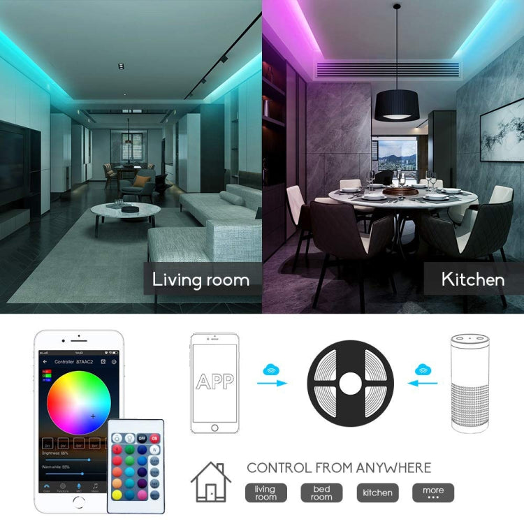 2 Ways Output LED Strip APP Smart Wifi LED RGB Controller with IR 24Keys Remote Control, 5-24V
