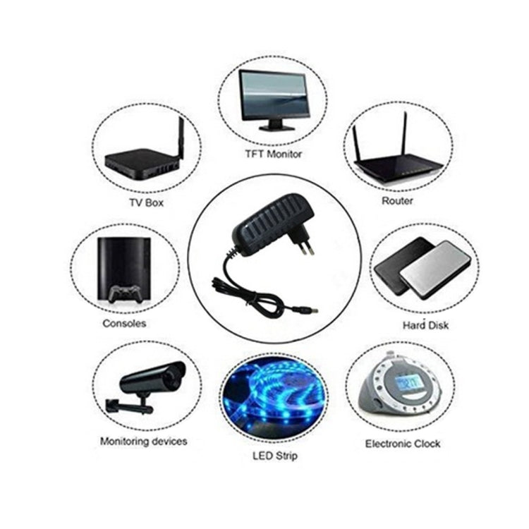 100-240V AC to DC Power Charger Adapter 5V 9V 12V 24V 1A 5.5mmx2.5mm (5V 1A EU Plug)