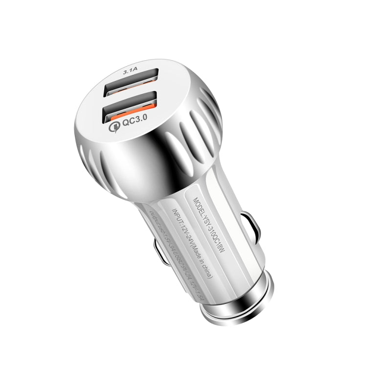 YSY-310QC18W QC3.0 Dual Port USB Car Chargrt for Apple / Huawei / Samsung / Xiaomi, Car Charger, YSY-310QC18W