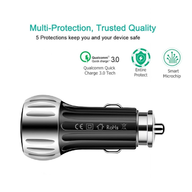 YSY-310QC18W QC3.0 Dual Port USB Car Chargrt for Apple / Huawei / Samsung / Xiaomi