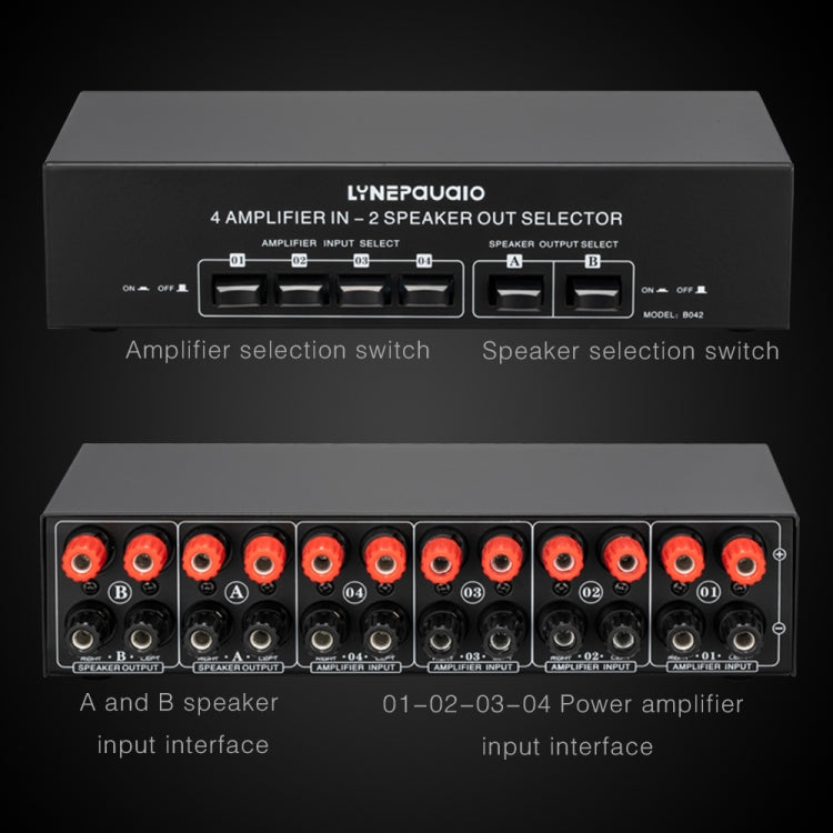 4 Input 2 Output Power Amplifier And Speaker Switcher Speaker Switch Splitter Comparator 300W Per Channel Without Loss Of Sound Quality