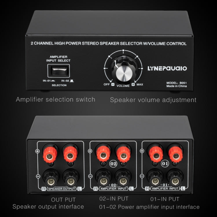 B051 2 Input And 1 Output Power Amplifier And Speaker Selection Switcher Output With Volume Adjustment 2 Power Amplifiers Audio Switcher Switch Distribution Comparator