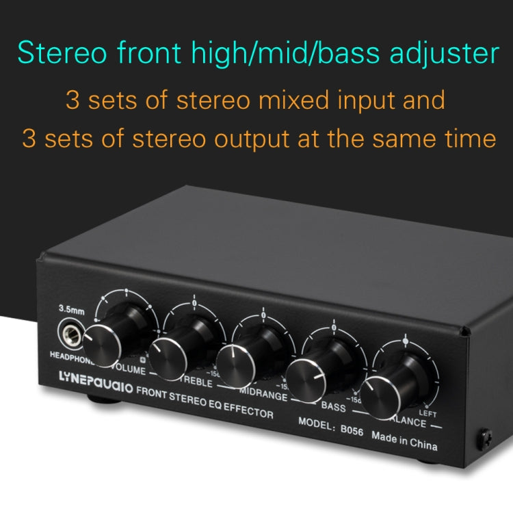 3-Channel Mixer Front Stereo Amplifier High / Mid / Bass Adjuster, USB 5V Power Supply, US Plug