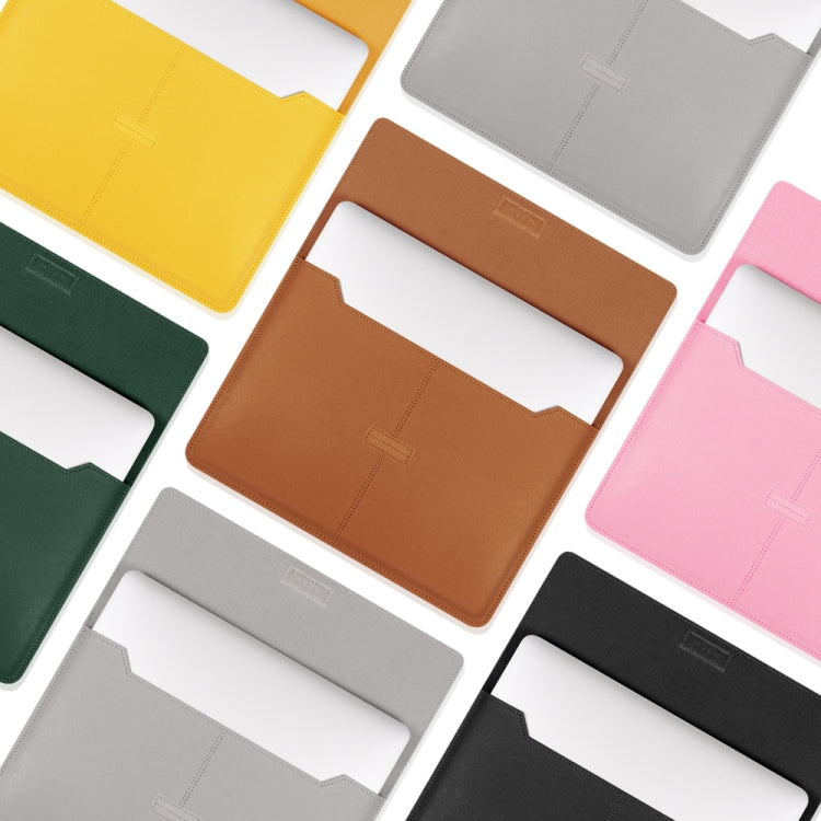 Litchi Pattern PU Leather Waterproof Ultra-thin Protection Liner Bag Briefcase Laptop Carrying Bag for 13-14 inch Laptops