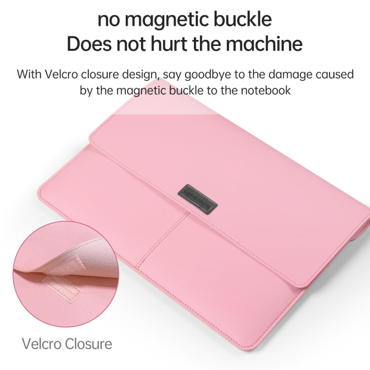 Litchi Pattern PU Leather Waterproof Ultra-thin Protection Liner Bag Briefcase Laptop Carrying Bag for 13-14 inch Laptops