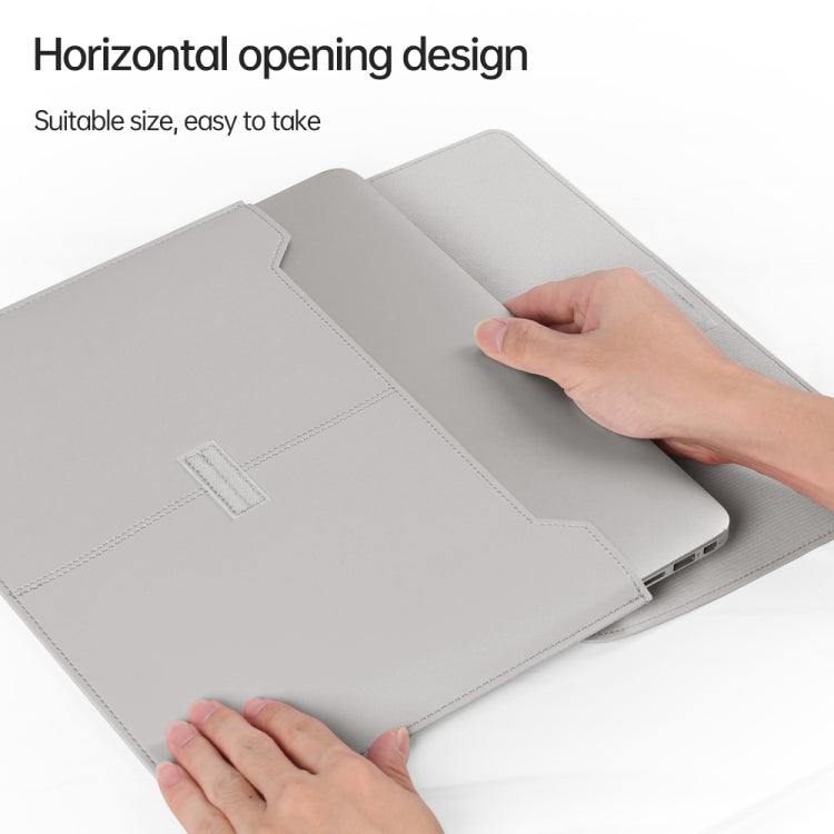 Litchi Pattern PU Leather Waterproof Ultra-thin Protection Liner Bag Briefcase Laptop Carrying Bag for 13-14 inch Laptops