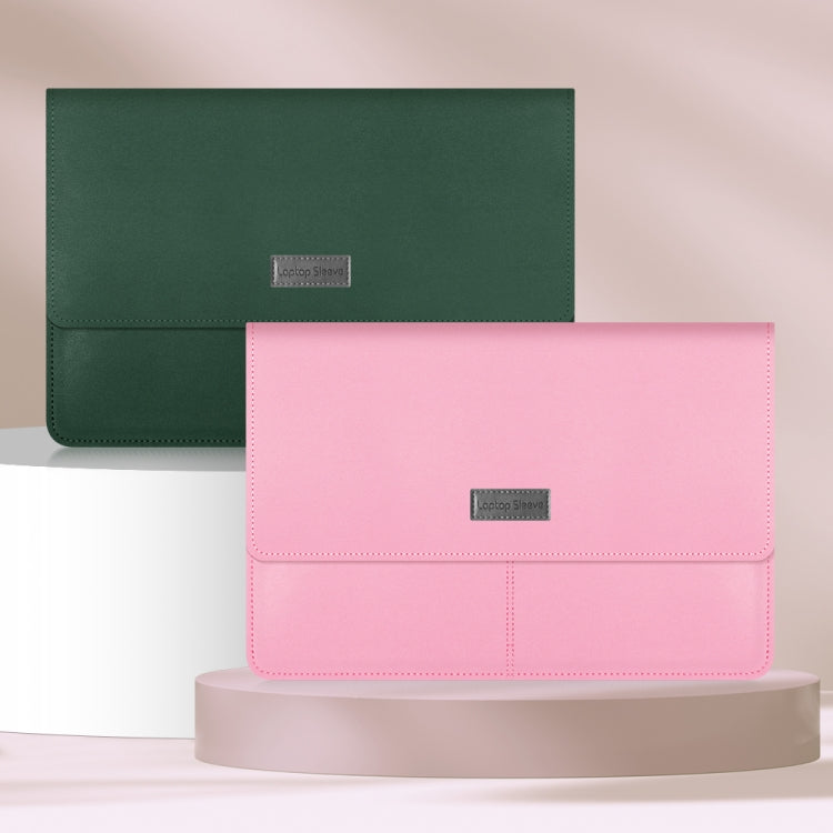 Litchi Pattern PU Leather Waterproof Ultra-thin Protection Liner Bag Briefcase Laptop Carrying Bag for 13-14 inch Laptops