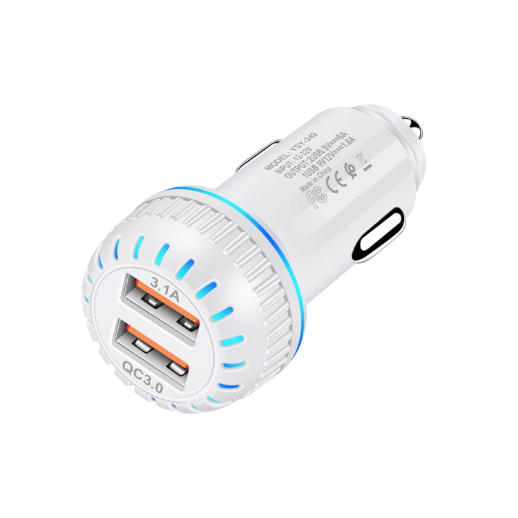 YSY-349 QC3.0 Dual USB Port Car Charger + 1m 3A USB to Micro USB Data Cable