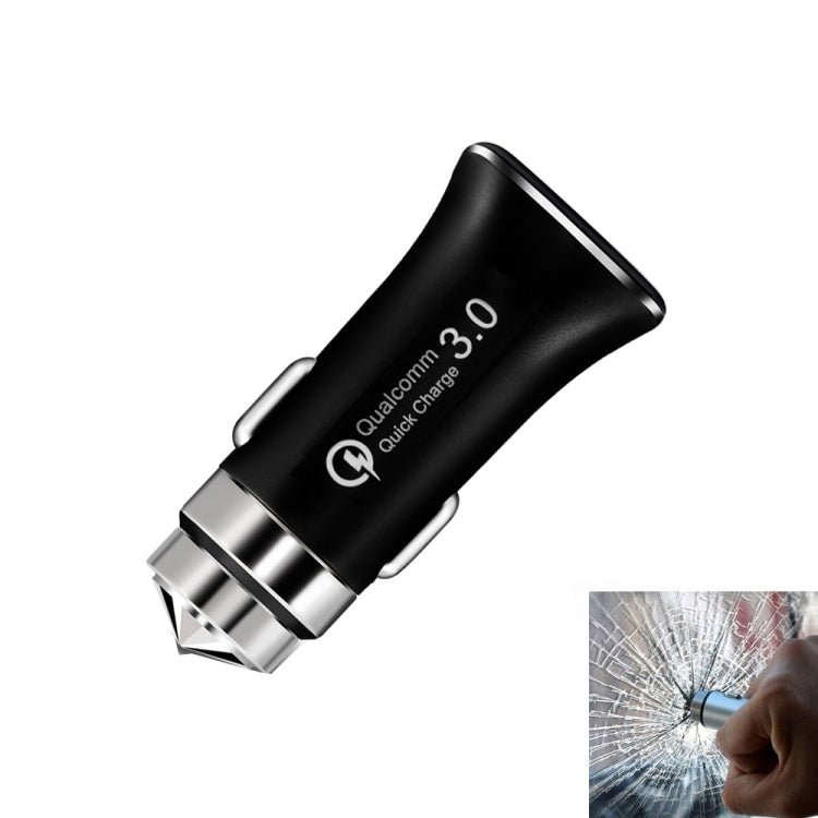 LZ-328 Safety Hammer Type QC3.0 USB + USB-C / Type-C Fast Charging Car Charger