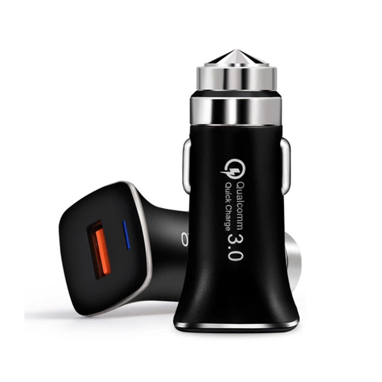 LZ-328 Safety Hammer Type QC3.0 USB + USB-C / Type-C Fast Charging Car Charger