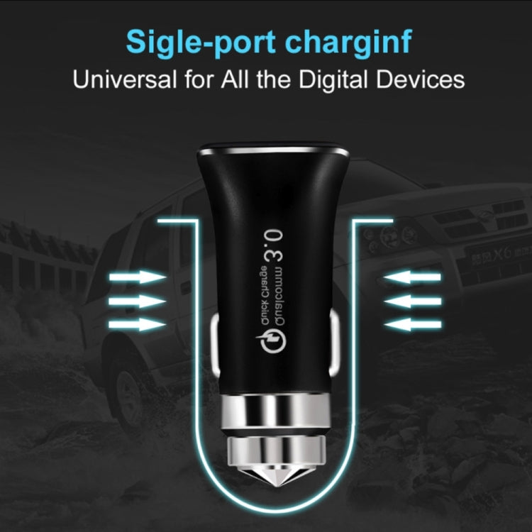 LZ-328 Safety Hammer Type QC3.0 USB + USB-C / Type-C Fast Charging Car Charger
