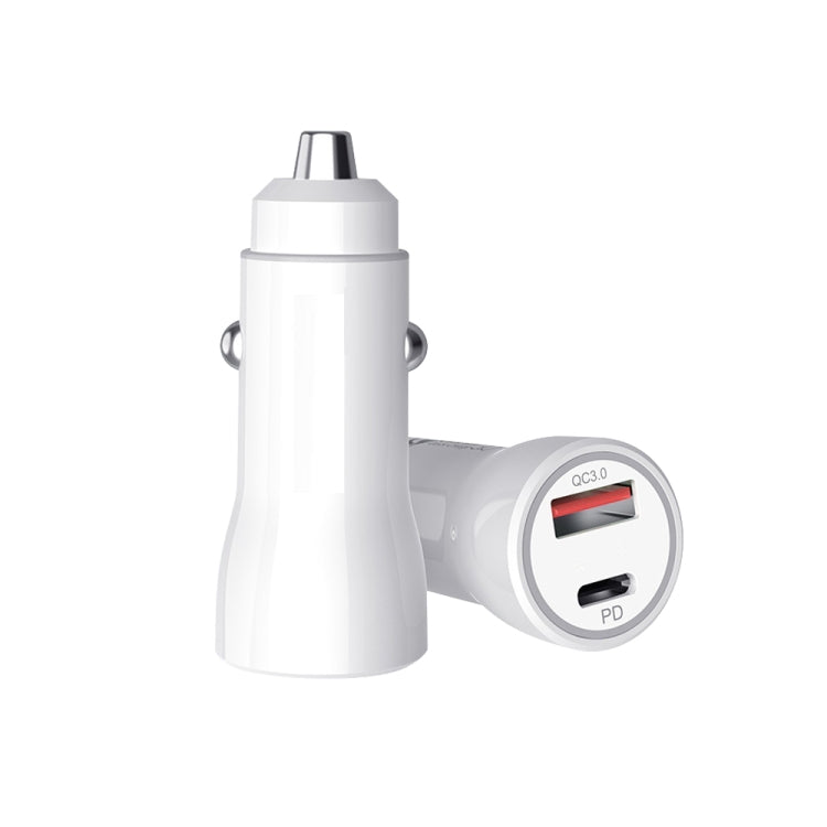 P21 Portable PD 20W + QC3.0 18W Dual Ports Fast Car Charger with USB to Type-C Cable Kit, with Type-C Cable
