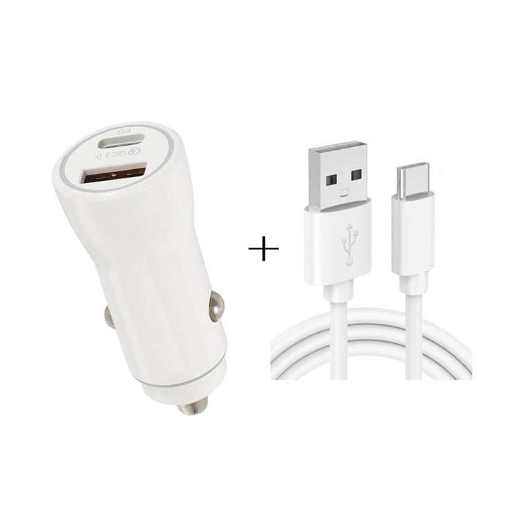 P21 Portable PD 20W + QC3.0 18W Dual Ports Fast Car Charger with USB to Type-C Cable Kit