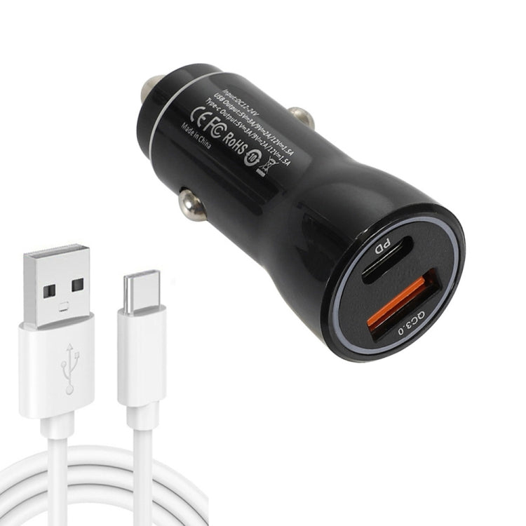 P21 Portable PD 20W + QC3.0 18W Dual Ports Fast Car Charger with USB to Type-C Cable Kit