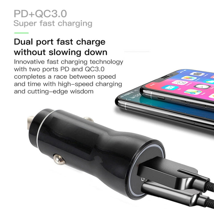 P21 Portable PD 20W + QC3.0 18W Dual Ports Fast Car Charger with USB to Type-C Cable Kit