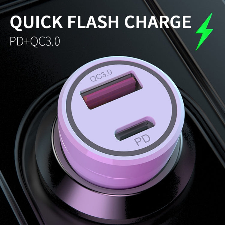 P21 Portable PD 20W + QC3.0 18W Dual Ports Fast Car Charger with USB to Type-C Cable Kit