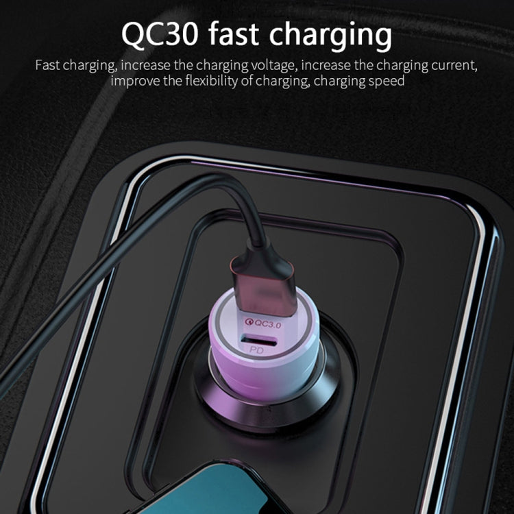 P21 Portable PD 20W + QC3.0 18W Dual Ports Fast Car Charger with USB to Type-C Cable Kit