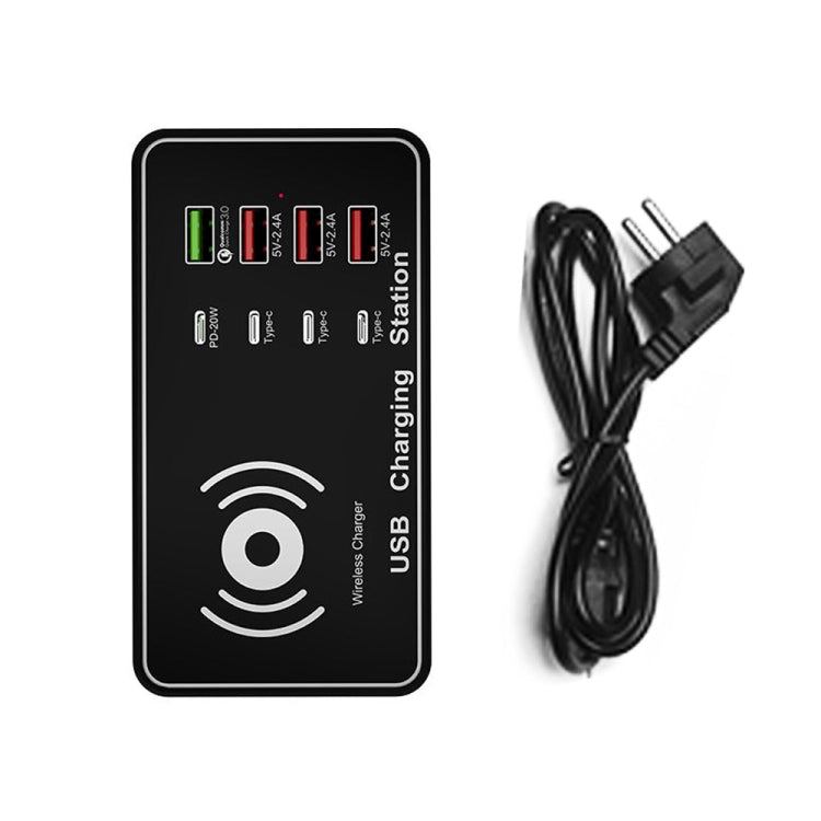 A7 High-power 100W 4 x PD 20W + QC3.0 USB Charger +15W Qi Wireless Charger Multi-port Smart Charger Station