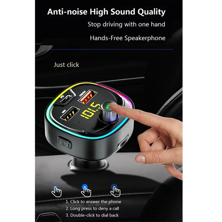 BT08D FM Transmitter Hands-free Car Kit MP3 Audio Player with QC3.0 + PD18W 5A Auto Fast Charger FM Modulator