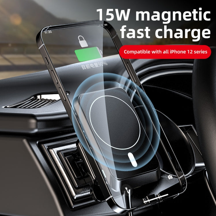 W-987 Magnetic Suction 15W Wireless Charger Car Air Outlet Bracket for iPhone 12 Series and other Smart Phones