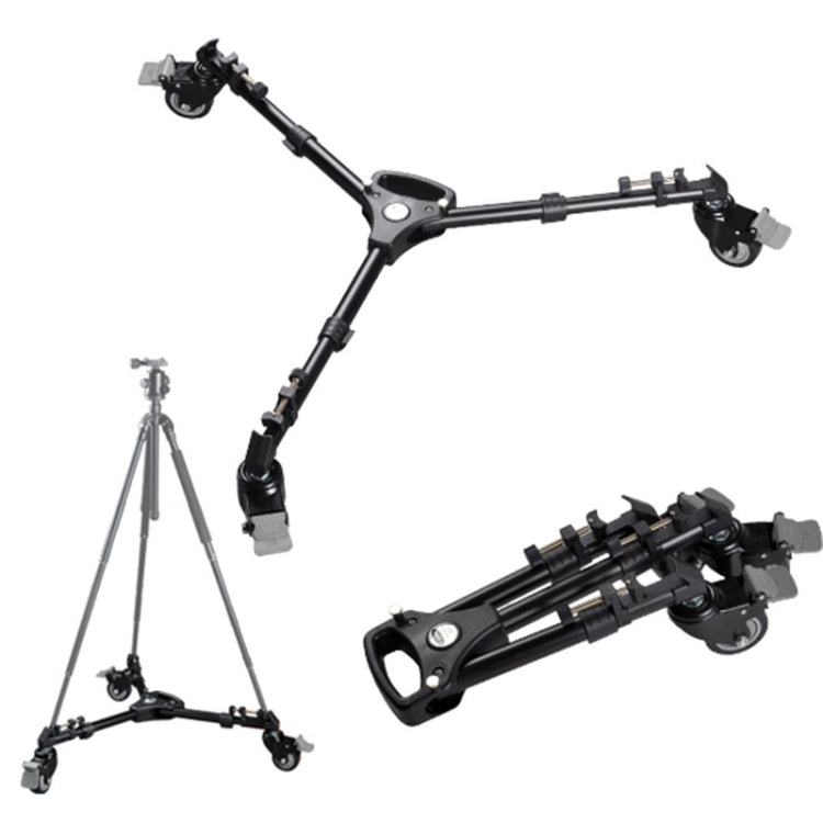 YUNTENG 901 Aluminium Alloy Camera Tripod Foot Wheel Tripod Pulley Base, Load 30KG