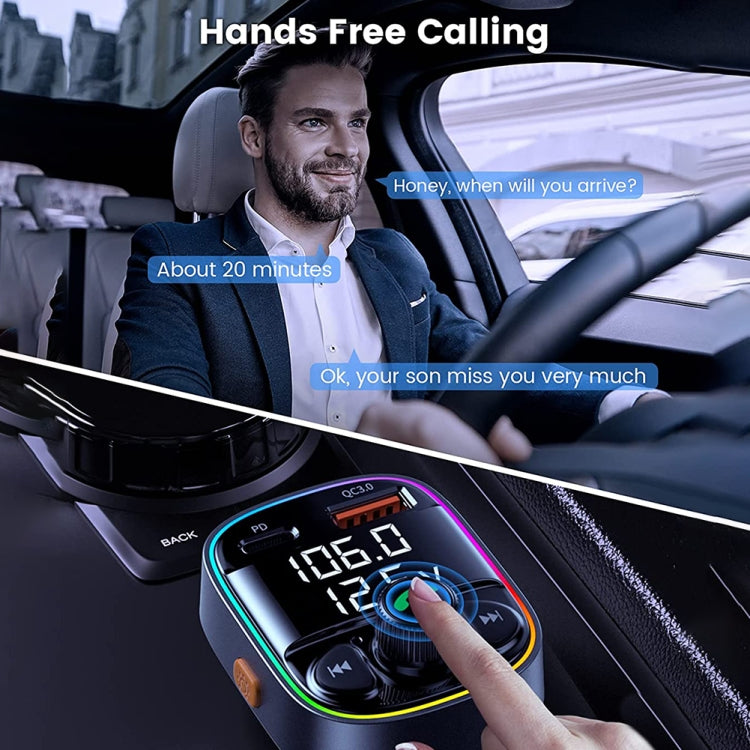 C87B PD QC3.0 Quick Charger Bluetooth 5.0 FM Transmitter Hands-free MP3 U Disk Car Music Player Kit