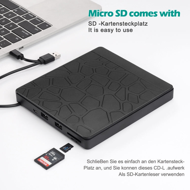 Multi-Functional External DVD Drive USB3.0 CD DVD +/-RW Burner with SD Slot