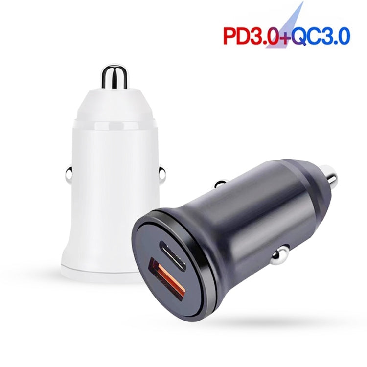 WKN-707 PD 20W USB-C / Type-C + QC 3.0 25W USB Mini Car Charger with USB-C / Type-C to 8 Pin Data Cable, Cable Length: 1m