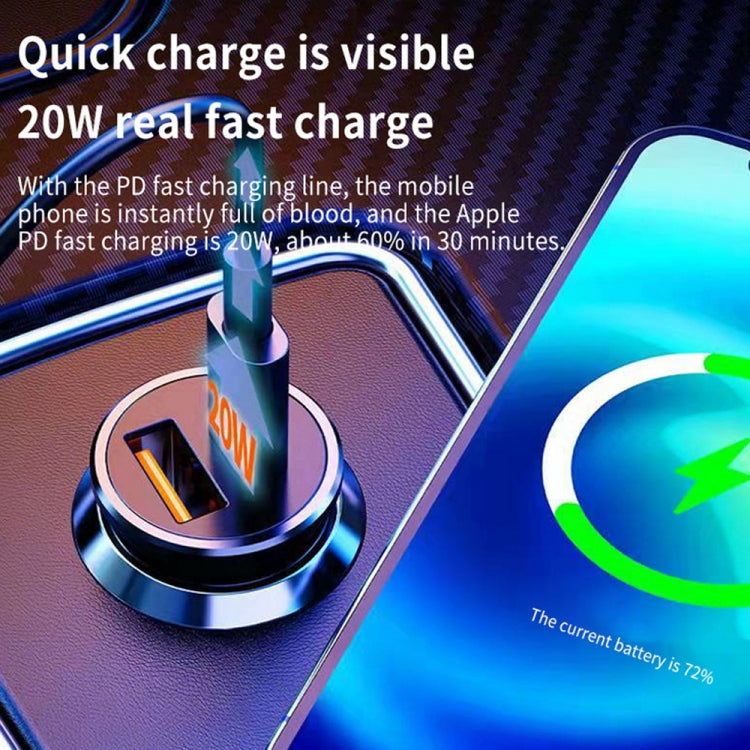 WKN-707 PD 20W USB-C / Type-C + QC 3.0 25W USB Mini Car Charger with USB-C / Type-C to 8 Pin Data Cable, Cable Length: 1m