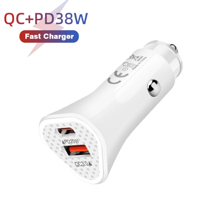 TE-P23 38W PD USB-C / Type-C + QC3. 0 USB Triangle Car Charger + USB-C / Type-C to USB-C / Type-C Data Cable, Length: 1m